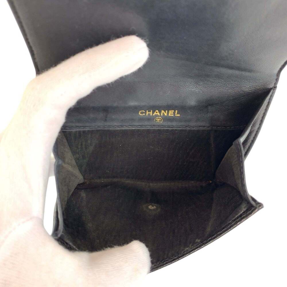 CHANEL Vintage Black Leather Logo Wallet - Picture 6 of 10